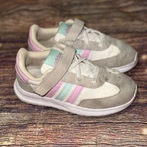 Little girls Adidas Run 70s 2.0 pink Velcro strap shoes. Size 10K. GUC. No box.